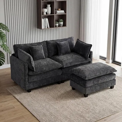 Vista 27 de Sofá seccional, cómodo sofá modular de nube, sofá modular de asiento profundo, sofá moderno en la nube, sofás modulares para sala de estar, Beige