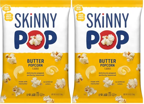 Vista 28 de SkinnyPop Palomitas de maíz, sabor mantequilla, hechas con mantequilla real, bocadillo de grano entero, bolsa de 4.4 onzas
