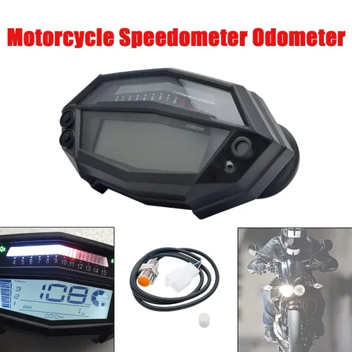Vista 2 de MACHSWON Velocímetro universal de la motocicleta, odómetro de Digitaces del velocímetro de la motocicleta LED LCD