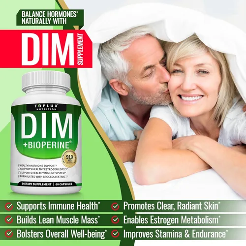 Vista 4 de Dim Supplement 910 mg Plus BioPerine Complex - Diindolilmetano para apoyar el equilibrio hormonal y el metabolismo del estrógeno, ayuda