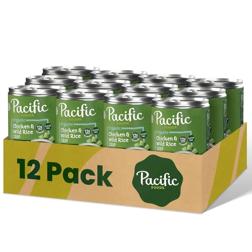Vista 9 de Pacific Foods Caldo de pollo orgánico con arroz salvaje, lata de 16.3 oz (paquete de 6)