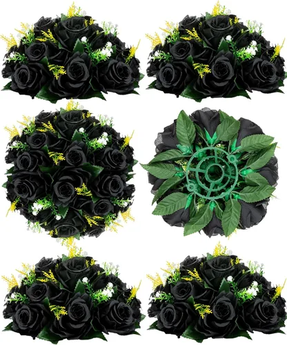 Vista 44 de BLOSMON Bolas de Flores para Bodas, Centros de Mesa de Rosas, 2 Piezas, Flores Artificiales Negras, Bolas Florales Colgantes, Decoración de Arreglos