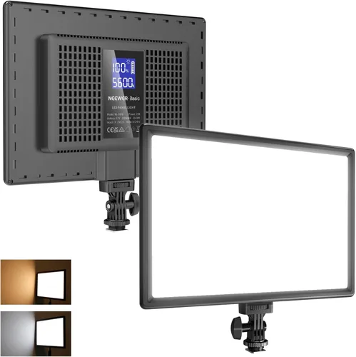 Vista 13 de NEEWER Panel de luz de video LED de 9" regulable con iluminación suave para cámara DSLR con mini trípode de escritorio, puertos USB tipo C