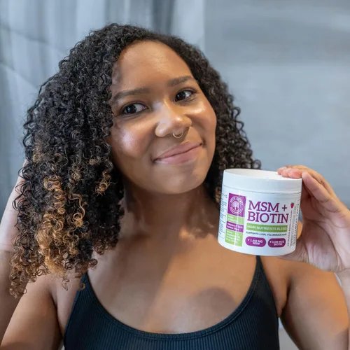 Vista 7 de Qhemet Biologics MSM + Biotin - Mezcla de bebida nutritiva para el cabello, vitaminas en polvo para apoyar un volumen exuberante, sílice de bambú