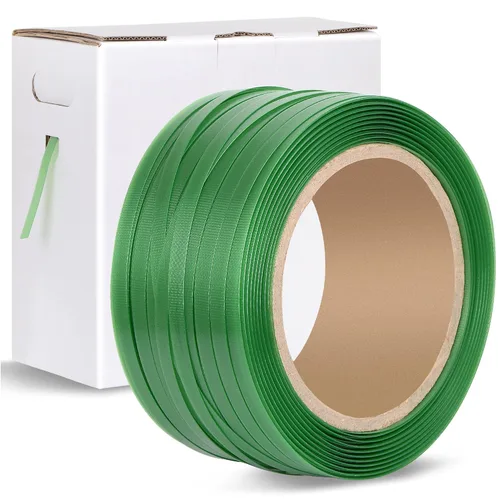 Rollo de bandas de embalaje de alta resistencia, poliéster verde PET de grado industrial, bobina de correa de palé de 1000 x 5/8 x 0.035 pulgadas,