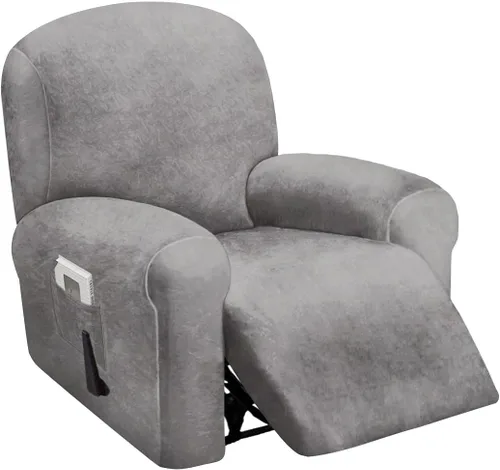 Vista 12 de ULTICOR Funda reclinable de terciopelo para sofá reclinable de 4 piezas, 1 asiento, fundas elásticas de terciopelo para sofá reclinable de 1 cojín