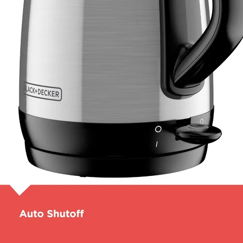 Vista 5 de BLACK+DECKER Hervidor eléctrico inalámbrico de 1.7L, KE1700SD, ebullición rápida, apagado automático, acero inoxidable