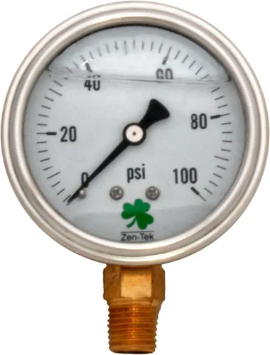 Vista 8 de Zenport LPG30 Zen-Tek Glicerina Medidor de presión relleno de líquido, 30 PSI, caja de 10