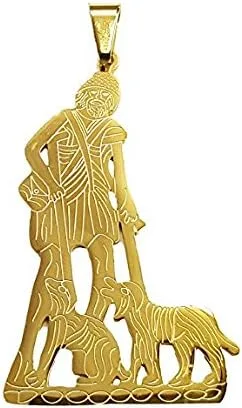 Vista 3 de Colgante San Lázaro Dije Oro Acero Quirurgico de 14 quilates de acero inoxidable 20in