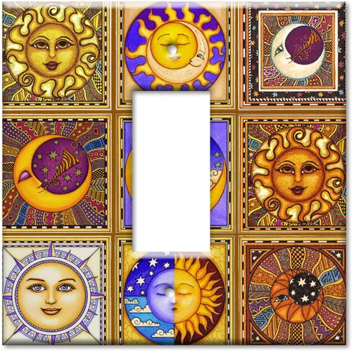 Vista 8 de Art Plates - Cubierta decorativa para interruptor de luz - Placa de pared metálica decorativa - Cubierta para interruptor de 2 llaves - Tema