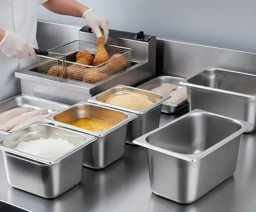 Vista 7 de TOPZEA Paquete de 6 sartenes de hotel, tamaño 1/6 de 6 pulgadas de profundidad, de acero inoxidable, sartén comercial resistente para servir bufé