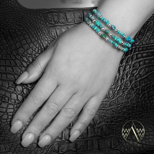 Vista 4 de Pulsera ajustable con certificado Navajo de color turquesa natural 12732-14, fabricada por Loma Siiva