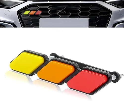 Emblema de rejilla tricolor, decoración de emblema ABS impermeable, accesorios de modificación de rejilla de vehículo con perno, compatible con