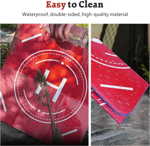 Vista 5 de FPVtosky Almohadilla de aterrizaje de dron reflectante nocturna, almohadilla de aterrizaje impermeable de doble cara de plegado rápido