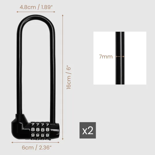 Vista 4 de Kurtzy Candado de combinación de grillete largo, cerradura de puerta larga para valla/puerta al aire libre con código reiniciable, candado