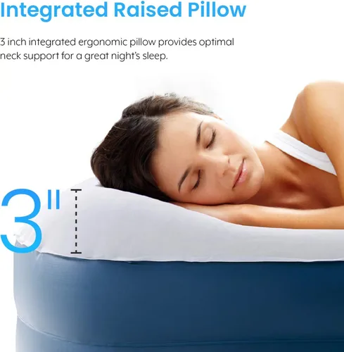 Vista 5 de Active Era Colchón de aire tamaño King con bomba elevada incorporada, colchón inflable elevado de alta calidad con almohada elevada, resistente a