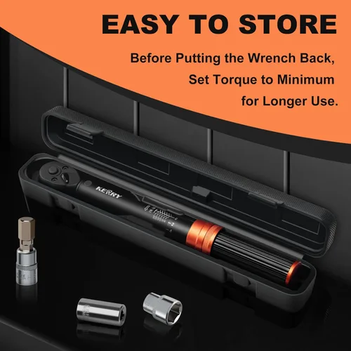 Vista 8 de Llave dinamométrica de clic de 1/4 pulgada Kerry, 20-240 pulgadas-libras/2.3-27.1 Nm, ±3% de alta precisión, escalas de doble rango, claramente