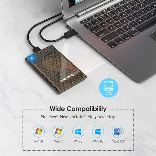 Vista 2 de WAVLINK Caja de disco duro externo SATA USB 3.0 a 2.5 pulgadas para HDDSSD SATA IIIIII, máx. 4TB con protocolo UASP 5Gbps, sin herramientas para PC