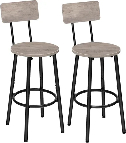 Vista 19 de HOOBRO Taburetes de bar, juego de 2 sillas de bar redondas con respaldo, sillas de bar de 25.2 pulgadas para isla de cocina, comedor, taburetes