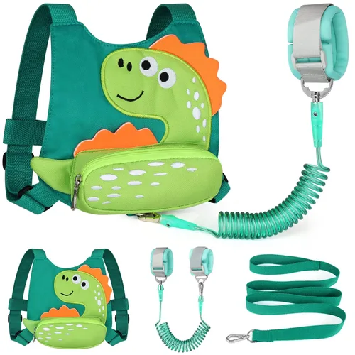 Arnés con Correa para Niños Pequeños con Enlace de Muñeca Antipérdida, Accmor Lindo Arnés de Dinosaurio para Niños Correa para Niños, Adorable