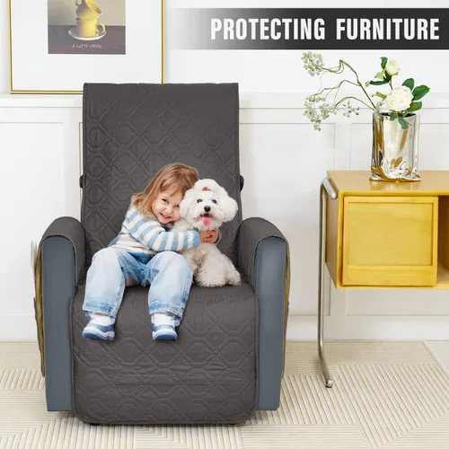 Vista 3 de Fundas para sillas reclinables, fundas antideslizantes para sofá, lavables a máquina, protector de muebles con correas para perros