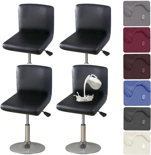 Vista 7 de HFCNMY Fundas para sillas de bar, paquete de 2 fundas elásticas impermeables de poliuretano con respaldo, fundas lavables para sillas de bar, fundas