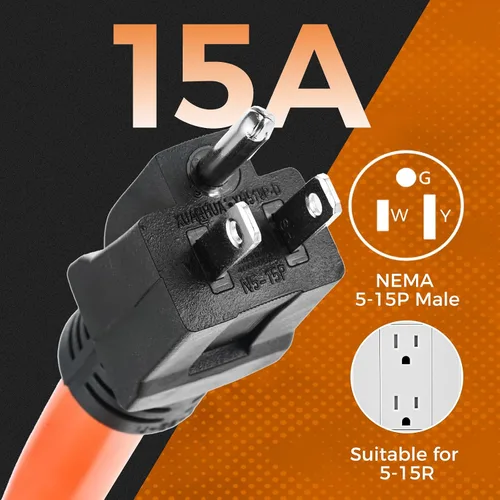 Vista 3 de Cable adaptador de secadora NEMA 5-15P a 10-30R, 1.5 pies