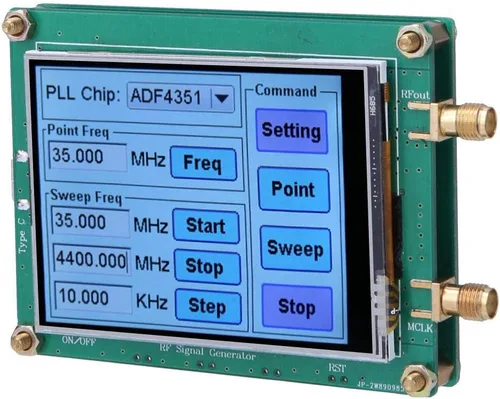 Vista 5 de Generador de alta exactitud Pantalla táctil completa RF Barrido Punto Frecuencia Módulo Radio PC Medidor Control contador con cable de datos SMA