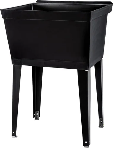 Tina de lavandería utilitaria de 19 galones por JS Jackson Supplies con patas de metal ajustables, ideal para cuarto de lavandería, sótano o taller