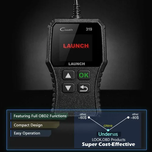 Vista 4 de Launch Lector de Código de Escáner OBD2 CR319 con Funciones Completas de Código de Revisión del Motor Negro