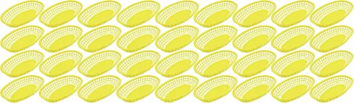 Vista 6 de Juego de 24 cestas ovaladas amarillas para comida rápida/delicatessen, 9.25 x 5.67 pulgadas, amarillo (24)