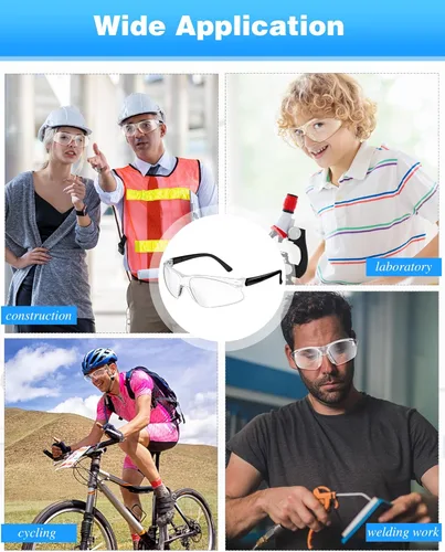 Vista 6 de Xuhal 100 pares de gafas de seguridad a granel transparentes protección ocular Ansi Z87.1 protección sobre gafas