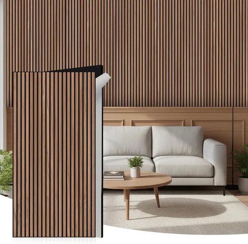 Vista 13 de WoveN SounD Slat Acousitc - Paneles de pared de 48 x 24 pulgadas, chapa de madera, decoración de pared a prueba de sonido, diseño autoadhesivo