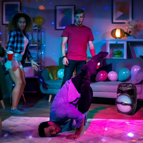 Vista 7 de Pyle Altavoz Bluetooth recargable de 240 W para exteriores, sistema PA portátil con subwoofer de 6.5 pulgadas, tweeter de 1 pulgada, micrófono