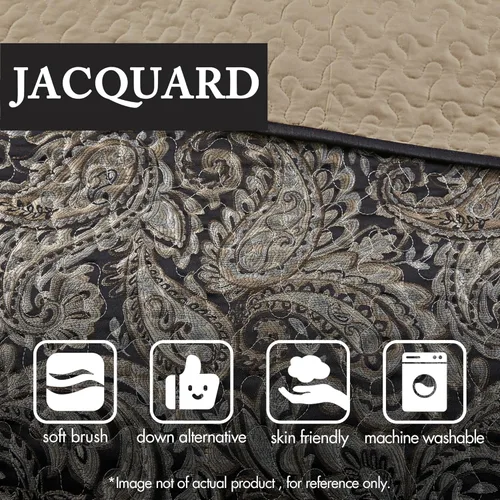 Vista 5 de Madison Park Aubrey - Juego de colcha acolchada reversible, reverso sólido de verano transpirable, capa de ropa de cama ligera para todas las Negro