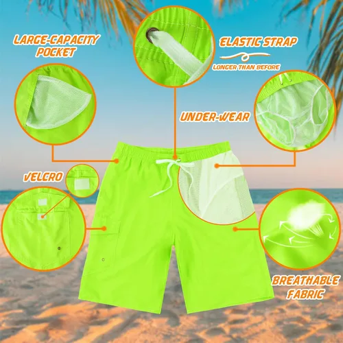 Vista 3 de Traje de baño para hombre, de secado rápido, con forro de malla, divertido traje de baño