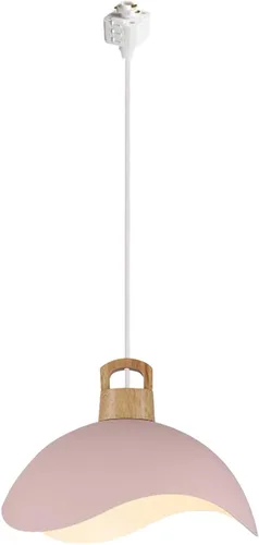 Vista 9 de Kiven Luces de riel tipo H, E26 montadas en pista de 1 luz, estilo nórdico simple, madera de macarrón, lámpara de media luna colgante