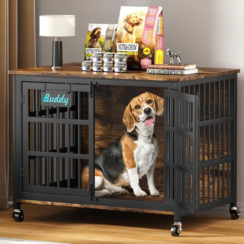 Vista 19 de EasyCom Jaula para Perros de Alta Resistencia para Interior con Etiqueta de Nombre, Mueble de Jaula para Perros de 27 Pulgadas para Perros Pequeños