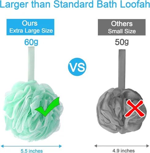 Vista 6 de AmazerBath Esponja de Lufa 60g/Pieza, Esponja Exfoliante de Baño Depuradora Corporal, Juego de Lufa de 4 - Blanco Gris-Rosa-Verde Militar-Verde