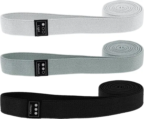 Vista 8 de Fabric Resistance Bands - 3-Pack Set, Long Cloth Exercise Bands for Home Workout Strength Training, Yoga & Pilates with Storage Bag