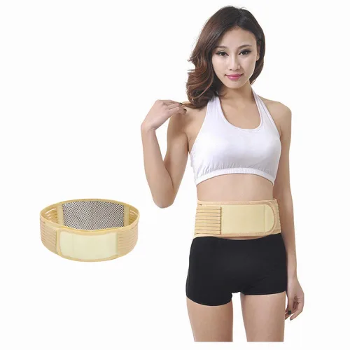 Vista 2 de Soporte de espalda transpirable para hombres y mujeres, cintura transpirable, cinturón de soporte lumbar de compresión de cintura con correa