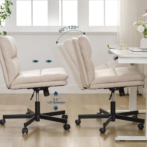 Vista 3 de Okeysen Criss Cross Chair with Wheels, Armless Wide Seat Cross Legged Comfy Office Desk Chair, Height Adjustable Swivel Computer Task Chairs for
