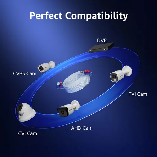 Vista 5 de ANNKE 4 Pack 30M/100ft Cable BNC, Cables de Extensión de Video y Energía para Cámaras de Vigilancia de CCTV, para Sistema de Seguridad DVR, Incluye