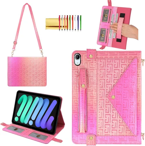 Vista 223 de Funda tipo bolso para iPad mini de 5ª/4ª/3ª/2ª/1ª generación de 7.9 pulgadas, Techcircle funda ligera tipo folio con soporte bandolera con billetera