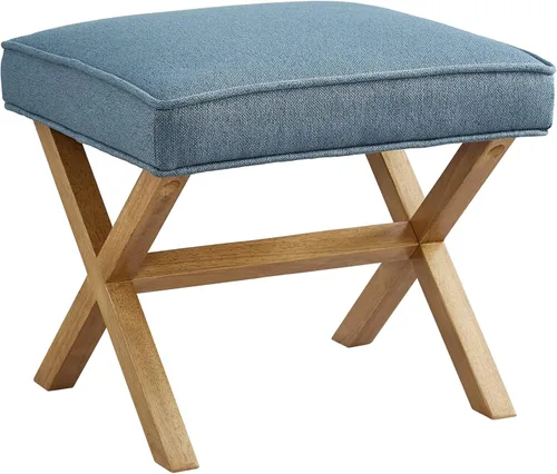 Vista 12 de Yaxa Basics - Banco moderno tapizado con botones capitoné Haraden, azul, 16 x 44 x 17 pulgadas