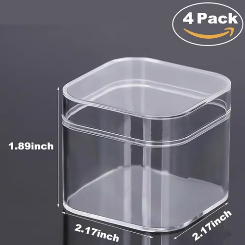 Vista 2 de KissYou 4 Pieces Acrylic Display Box Clear Plastic Square Cube Transparent Containers with Lid Jewelry Storage Box Wedding Party Favor Candy Boxes