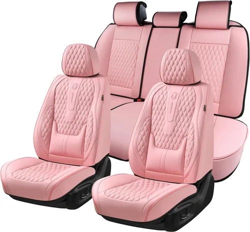 Vista 34 de Coverado Fundas de asiento de cuero para automóvil, fundas impermeables para asiento delantero de automóvil con soporte lumbar, ajuste universal