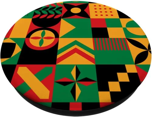 Vista 2 de Patrón tribal africano orgullo afroamericano historia negra PopSockets estándar PopGrip
