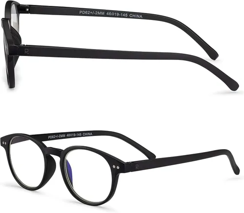 Vista 2 de Readerest Round Blue Light Reading Glasses - Computer Glasses w/Spring Hinges - UV Protection, Anti Glare & Eye Strain