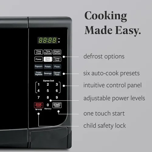 Vista 3 de Farberware Horno microondas de encimera de 0.9 pies cúbicos, 900 vatios de potencia, configuración de cocción automática, descongelación, fácil Negro
